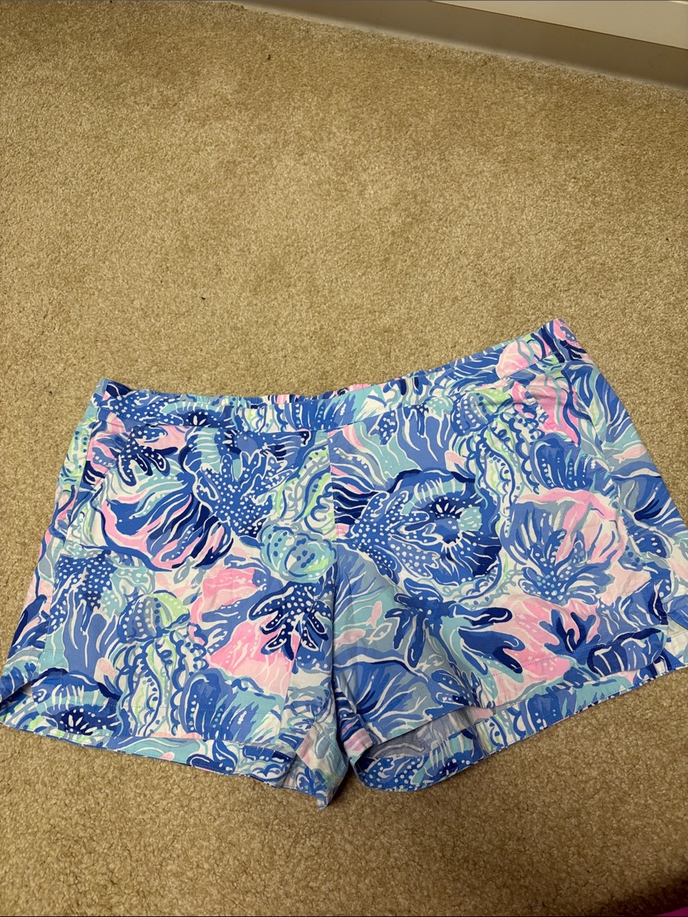 Lilly Pulitzer Blue and Pink Tropical Print Bermuda Shorts